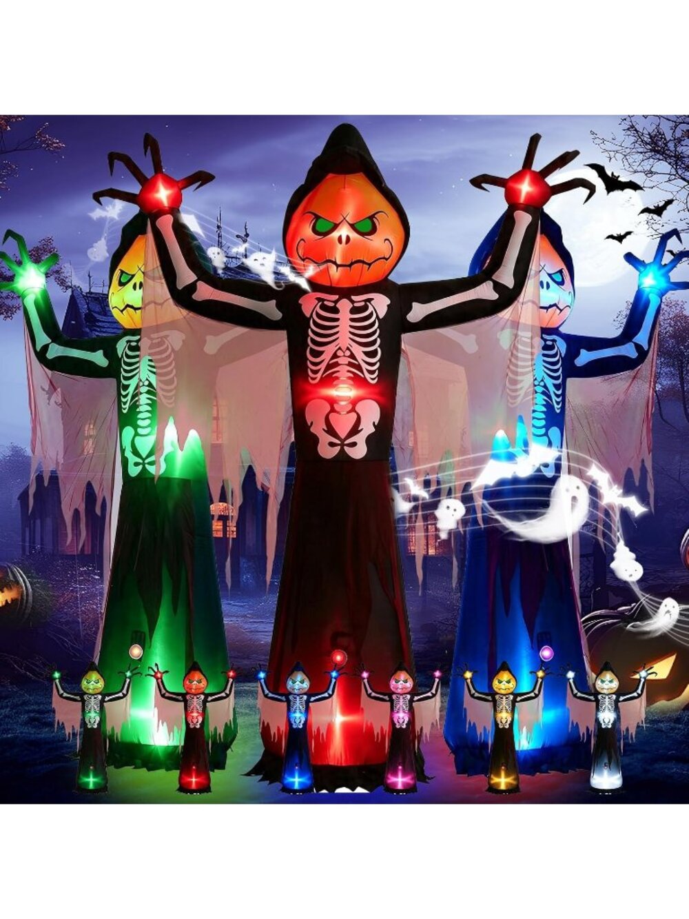 12FT Halloween Inflatable Decoration with Motion-Activated Screaming for Lawn